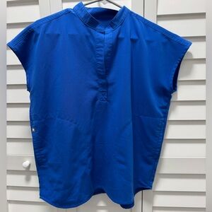 Women's Royal Blue Rafaela - Mandarin Collar Scrub Top - XS / Royal Blue